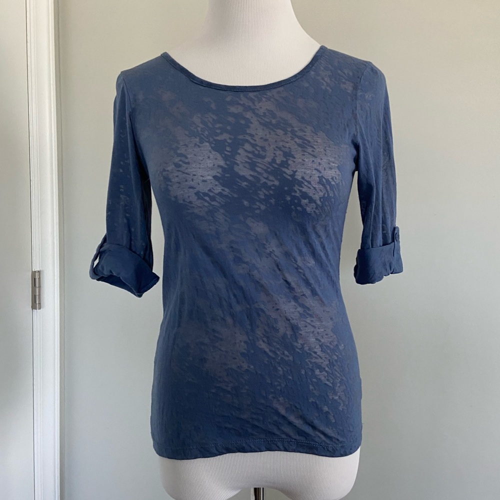 EUC Women’s Blue Sheer long sleeve shirt top M
